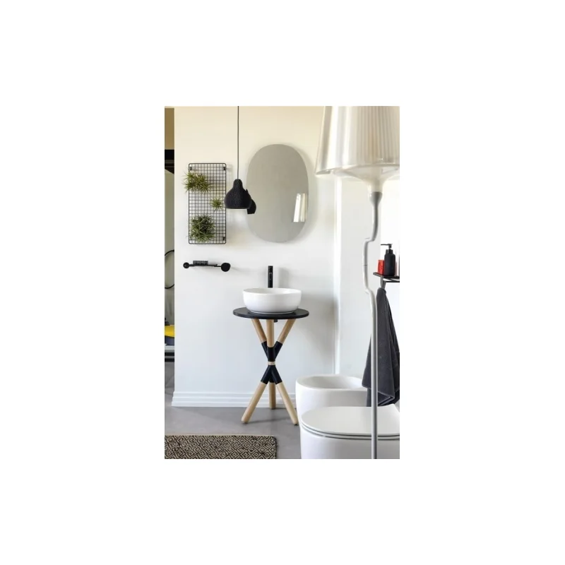 Console cross pieds bois clair et plan céramique — vue 2