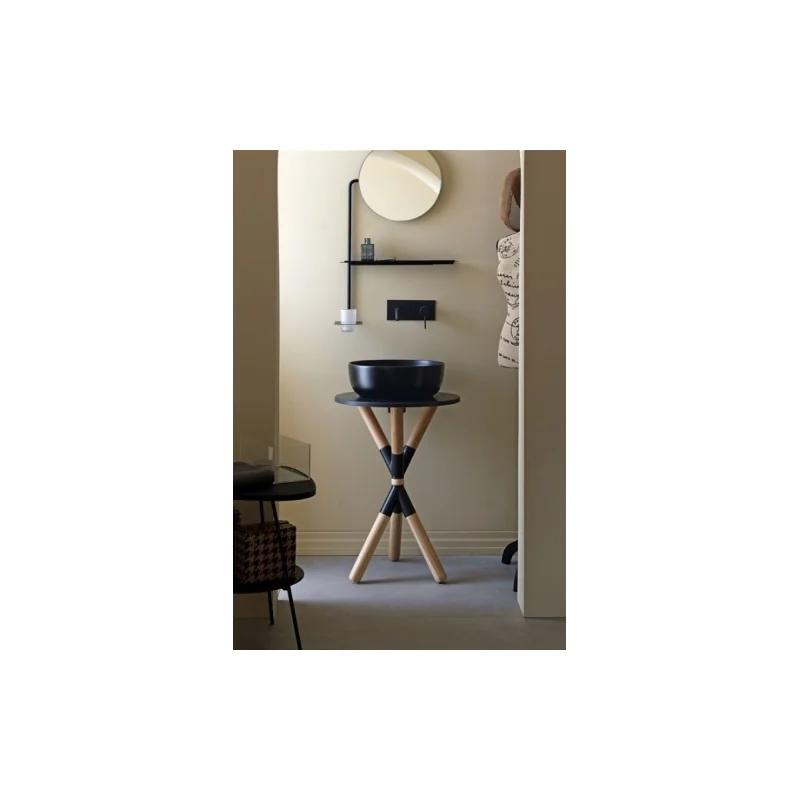 Console cross pieds bois clair et plan céramique — vue 3