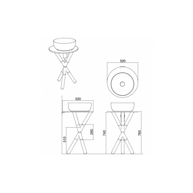 Console cross pieds bois clair et plan céramique — vue 4