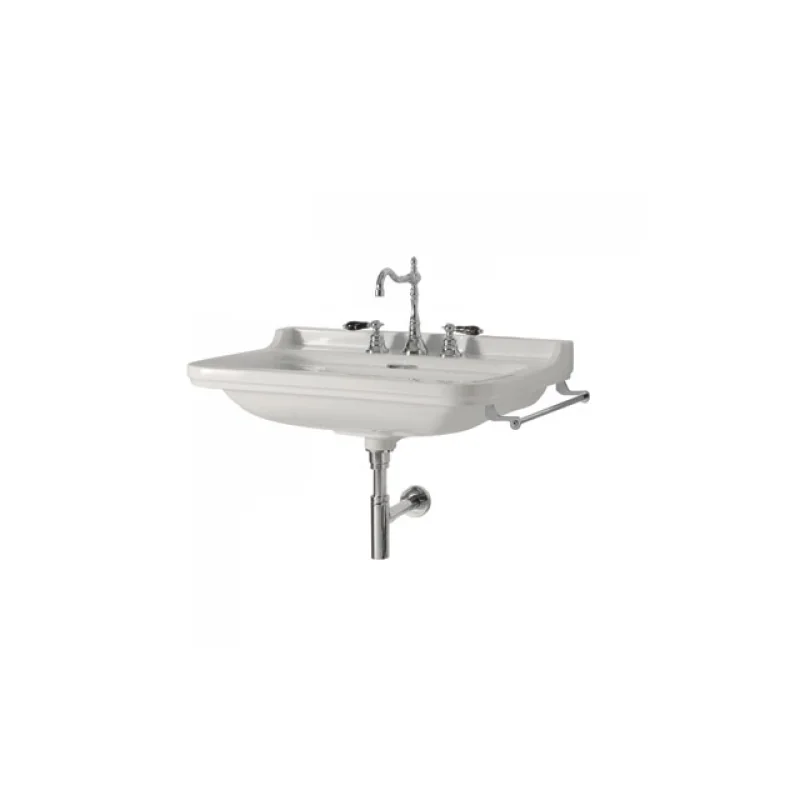 Ens. Lavabo rétro 80 cm 3 trous + piètement chromé waldorf — vue 4