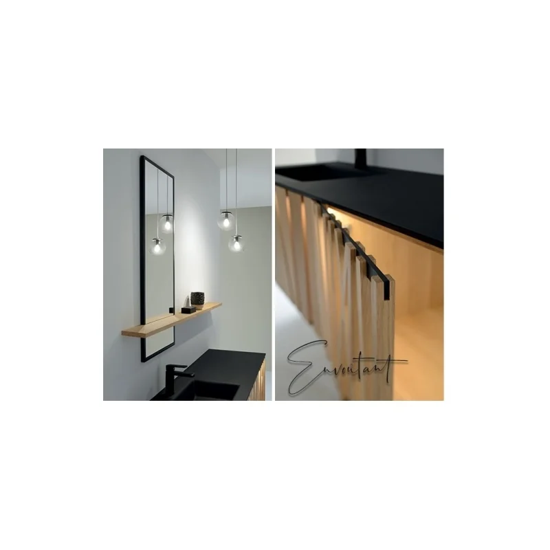 Ensemble de salle de bains colombine chêne massif et verre — vue 3