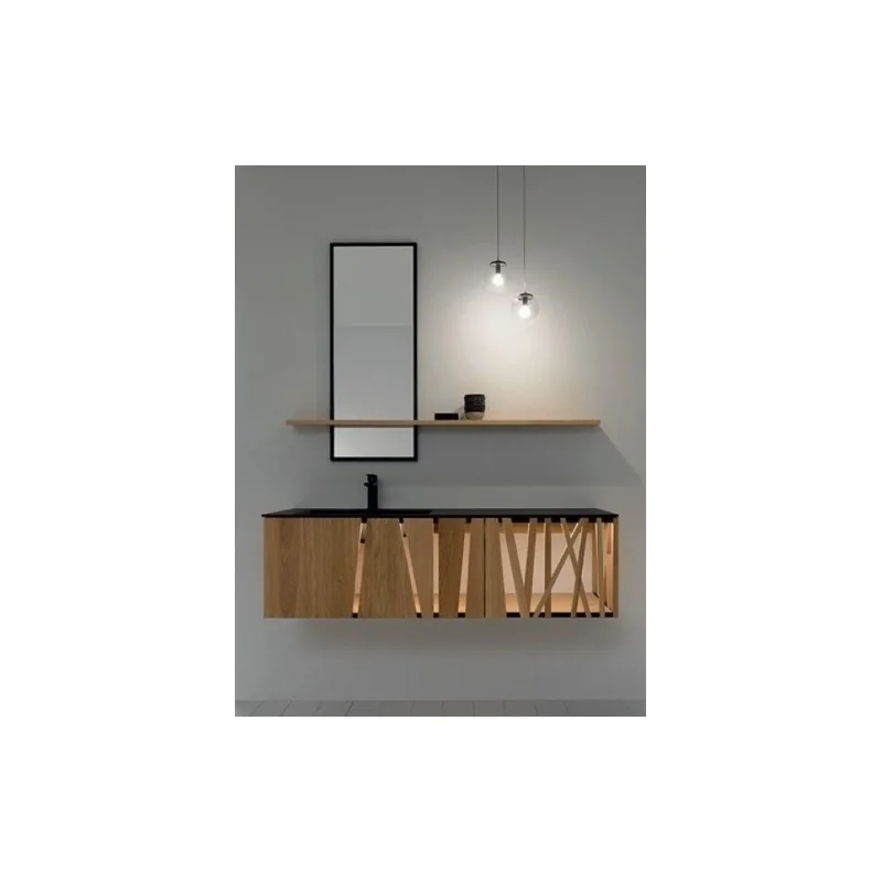 Ensemble de salle de bains colombine chêne massif et verre — vue 6