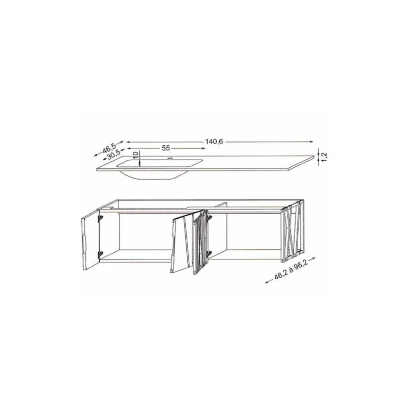 Ensemble de salle de bains colombine chêne massif et verre — vue 8