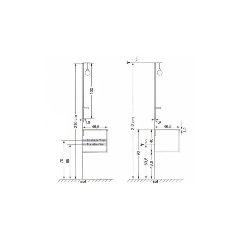 Ensemble de salle de bains colombine chêne massif et verre — vue 9