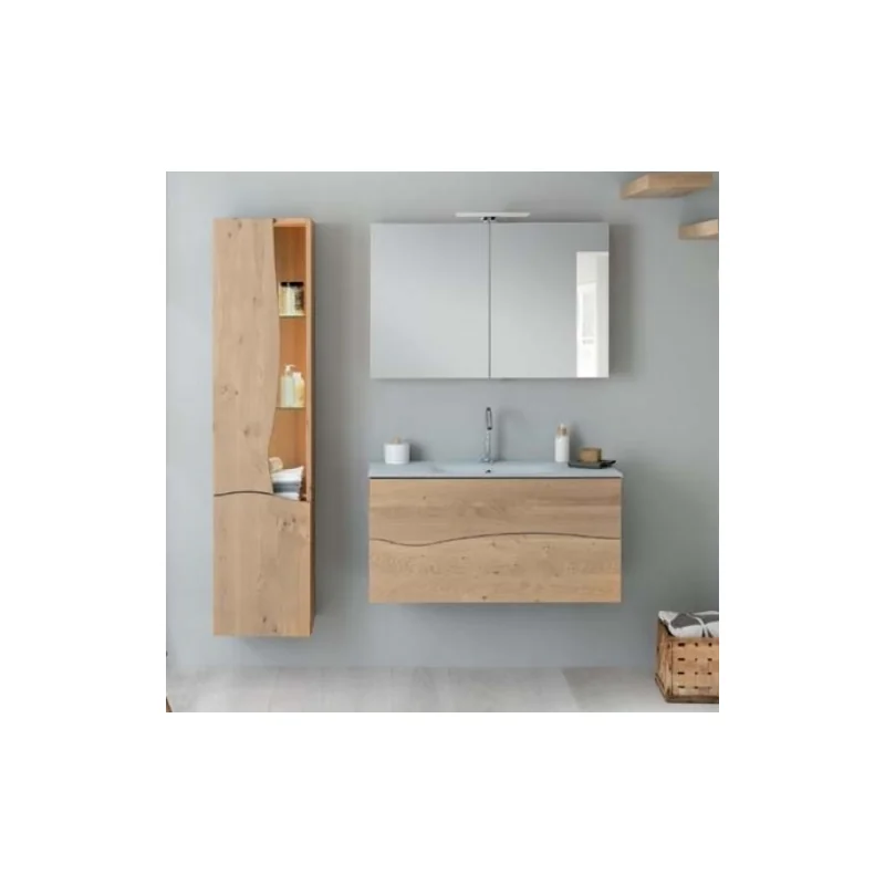 Ensemble meuble salle de bain sherwood chêne vieilli 100 cm