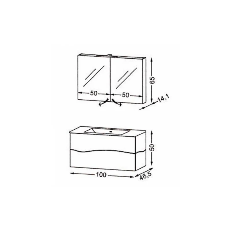 Ensemble meuble salle de bain sherwood chêne vieilli 100 cm — vue 4