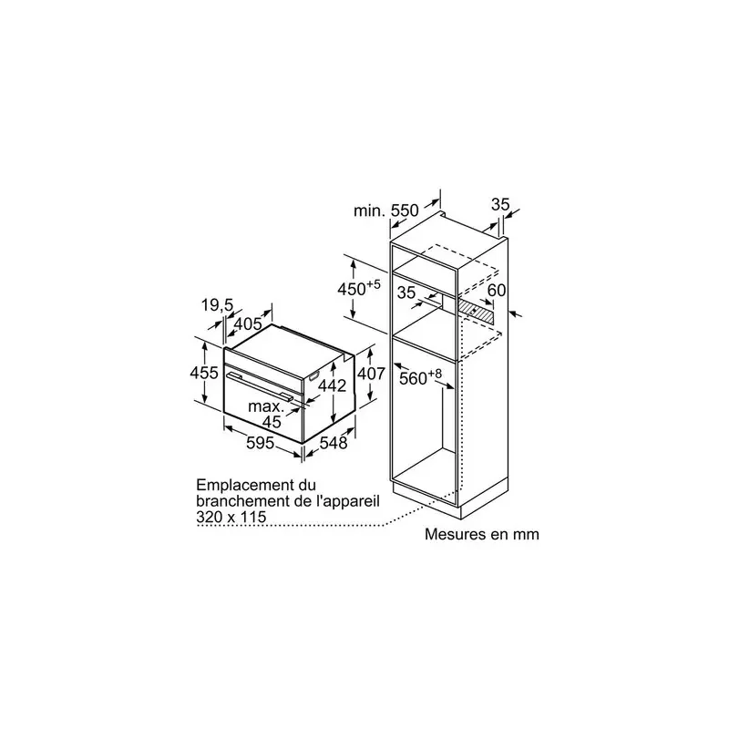 Four combiné mo intégrable 45l ecoclean inox/noir - bosch - cmg636bs1 — vue 3
