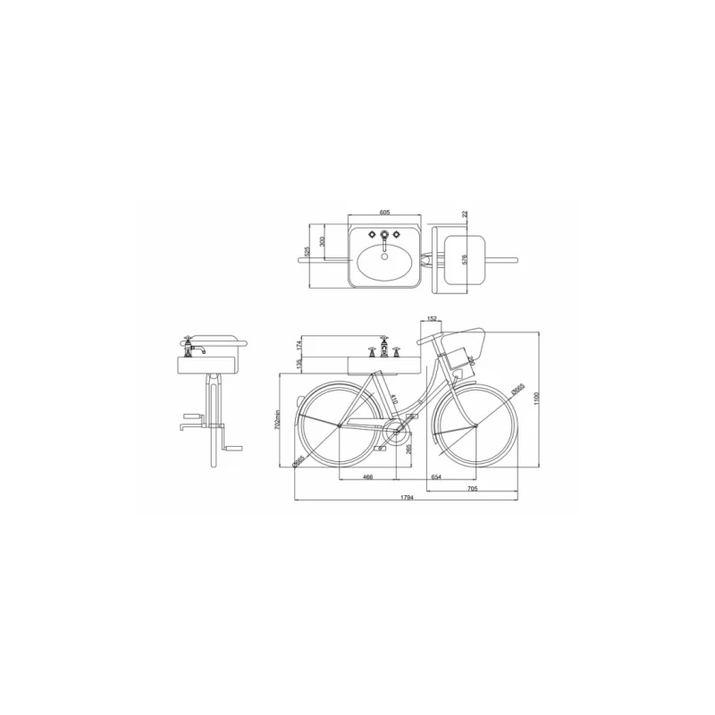 Lavabo bicyclette pashley avec étagère en bois — vue 4