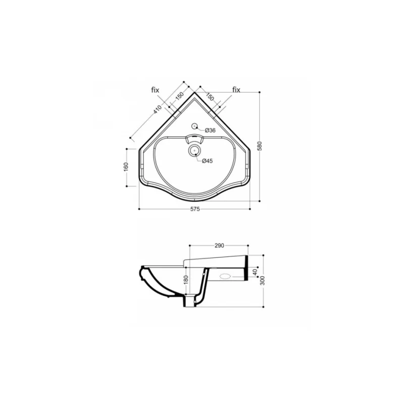 Lavabo d'angle chambord — vue 2