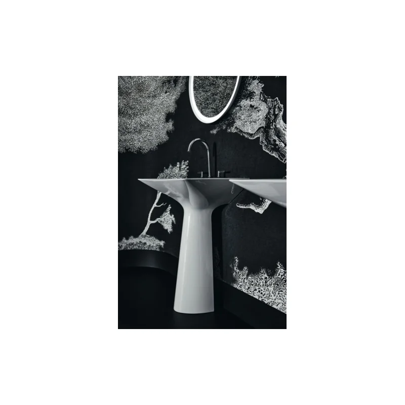 Lavabo monobloc tipo-z blanc brillant - 3 trous de robinetterie