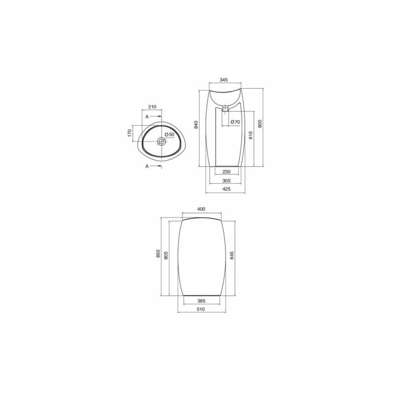 Lavabo sur colonne moai blanche scarabeo 8603 — vue 2