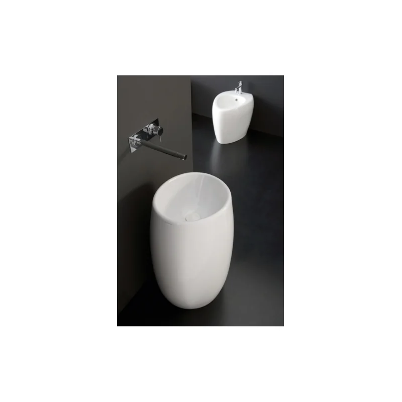 Lavabo sur colonne moai blanche scarabeo 8603 — vue 5
