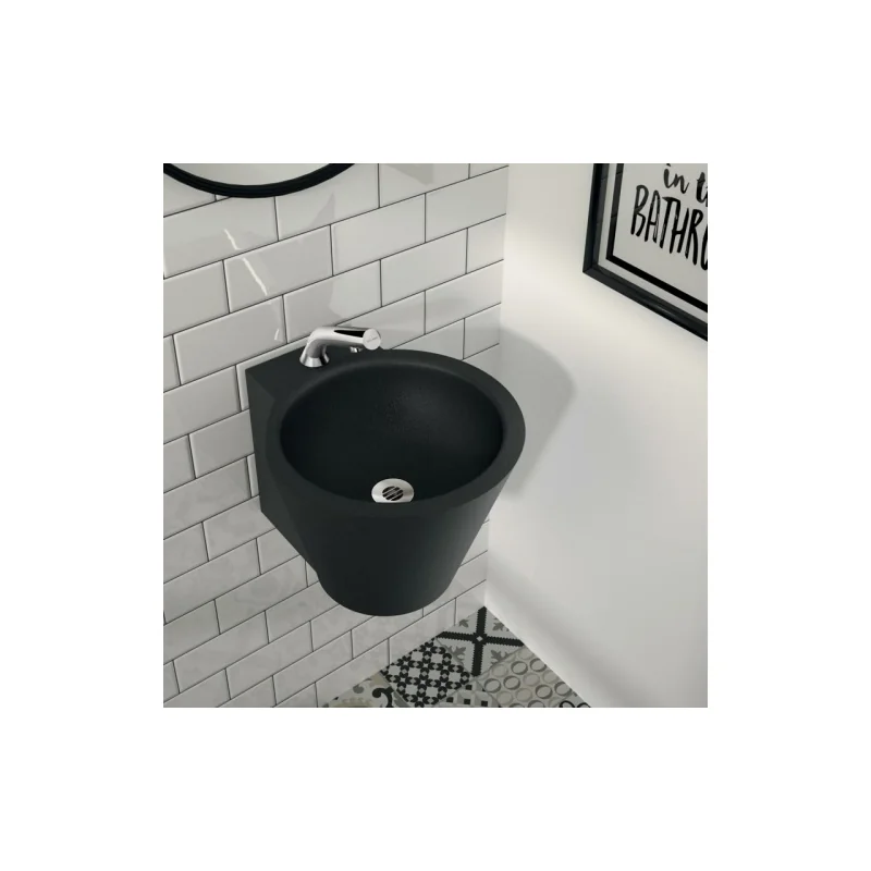 Lavabo suspendu en inox mini baila noir