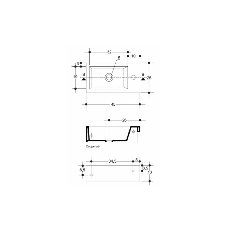 Lave-mains suspendu hox mini - whx4509 — vue 2