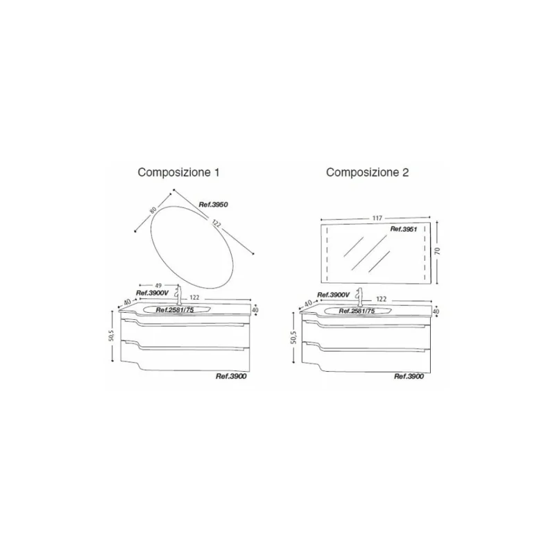 Meuble de salle de bain Slalom composition 1 plusieurs coloris — vue 3