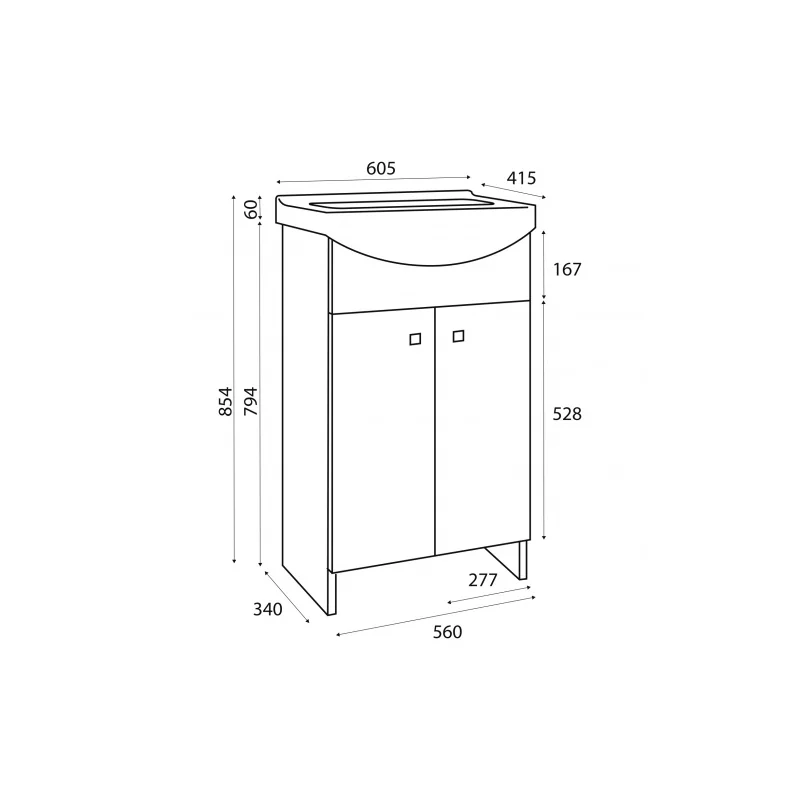 Meuble de salle de bain avec vasque sati 60 cm — vue 2