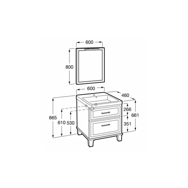 Meuble de salle de bain romea gris mat foncé avec miroir - 60 cm — vue 3