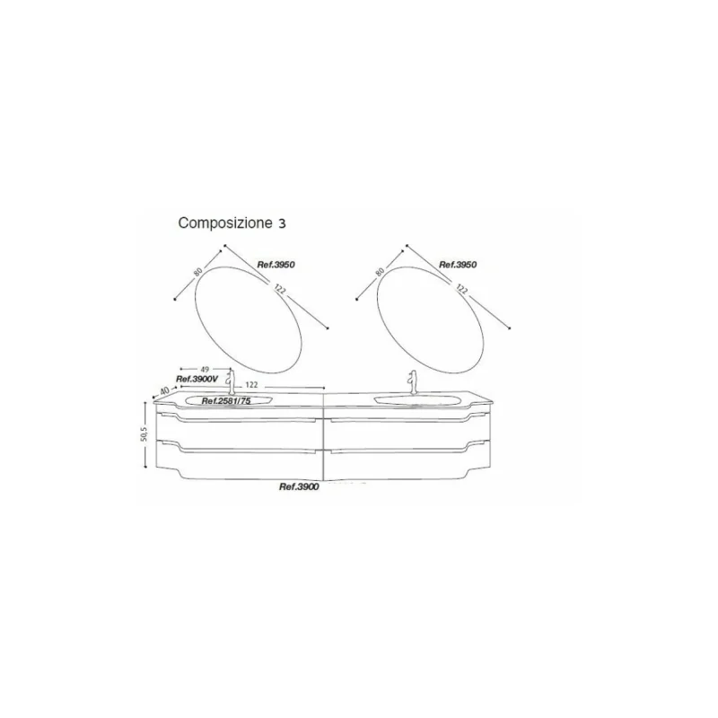 Meuble de salle de bain slalom - composition 3 — vue 2