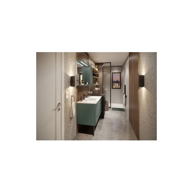 Meuble de salle de bains loft vert amazonie 105 cm — vue 2