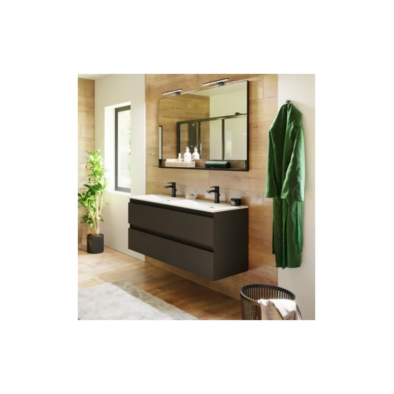 Meuble double vasque 120 cm rivage opale noir — vue 2