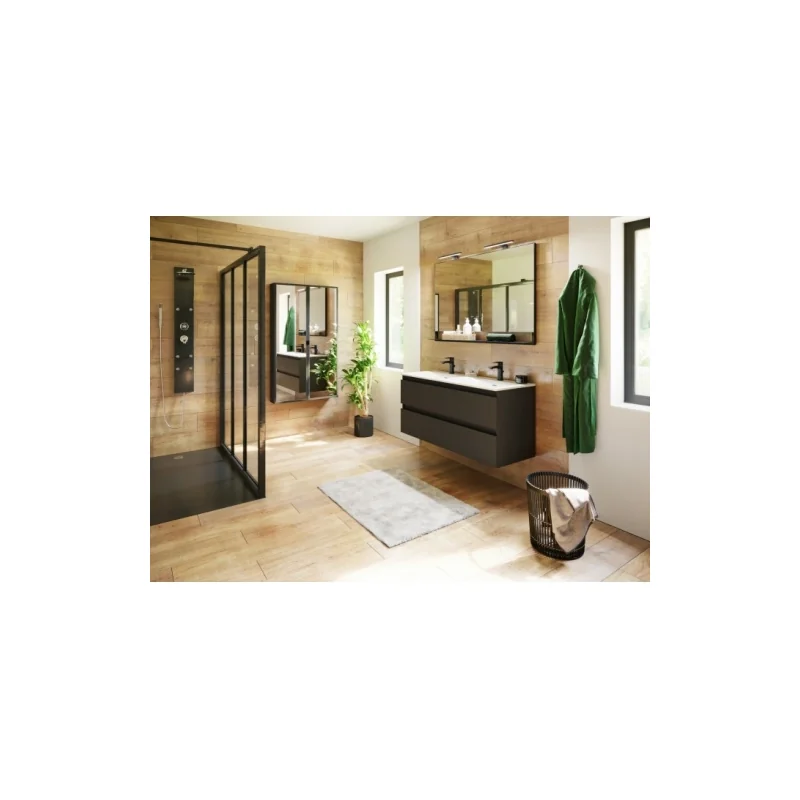 Meuble double vasque 120 cm rivage opale noir