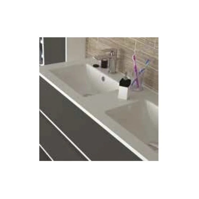 Meuble double vasque 4 tiroirs 120 cm rivage cristal blanc — vue 2