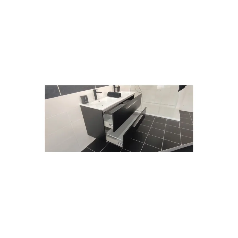 Meuble double vasque PRIMARO Noir mat 120 cm — vue 6