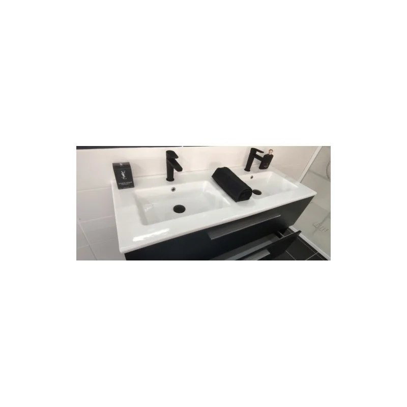 Meuble double vasque PRIMARO Noir mat 120 cm — vue 8