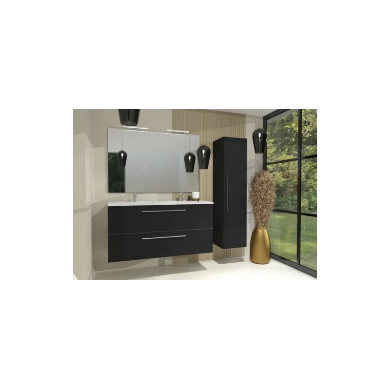 Meuble double vasque PRIMARO Noir mat 120 cm