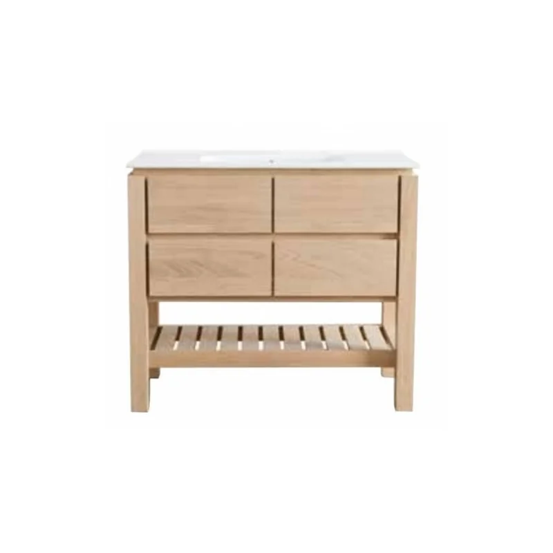 Meuble double vasque easy 120cm chêne massif huilé naturel — vue 2