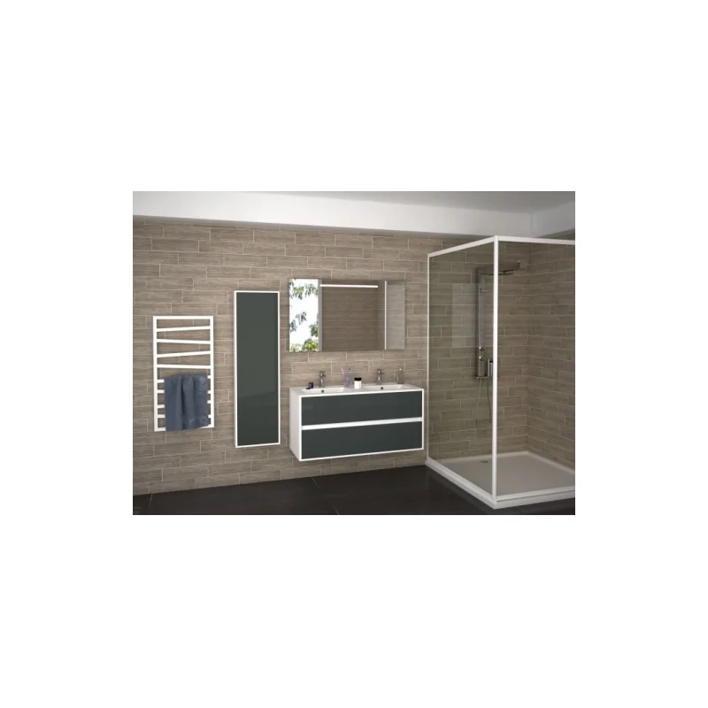 Meuble double vasque harmonie - cristal blanc et anthracite