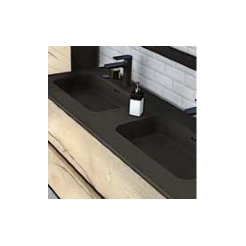 Meuble double vasque harmonie - opale noire et cottage noyer — vue 3
