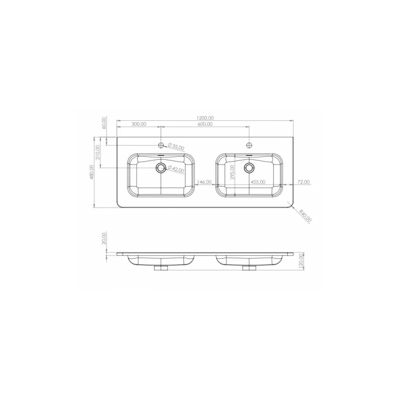 Meuble double vasque luna bois clair 120cm avec miroir lite — vue 7