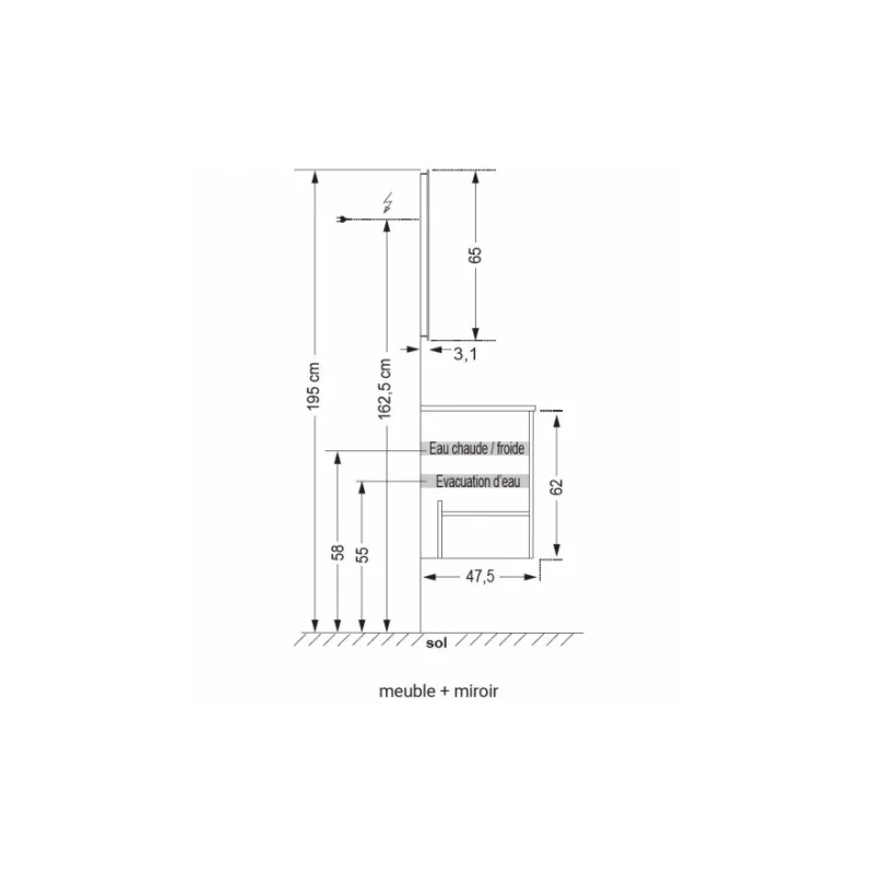 Meuble double vasque nolita blanc brillant 120cm - sans miroir — vue 6