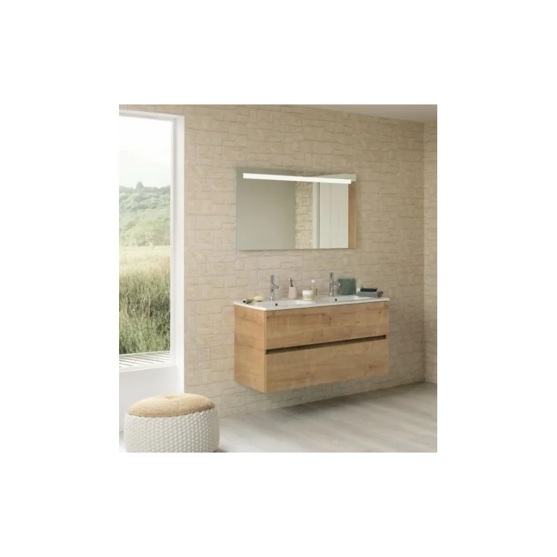 Meuble double vasque nolita chêne arlington 120cm - sans miroir