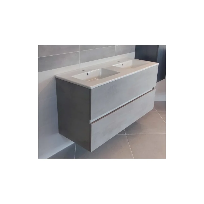 Meuble double vasque nolita gris béton 120cm - sans miroir — vue 2