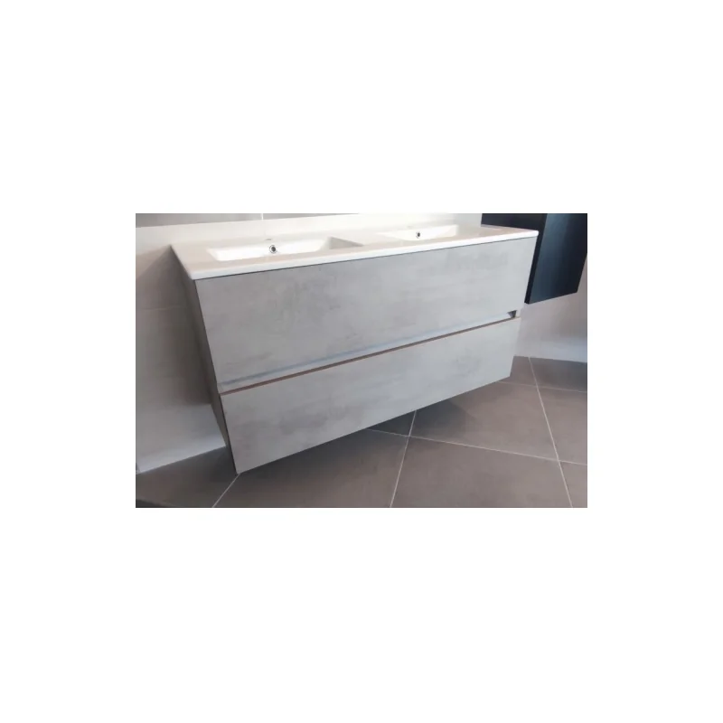 Meuble double vasque nolita gris béton 120cm - sans miroir — vue 3