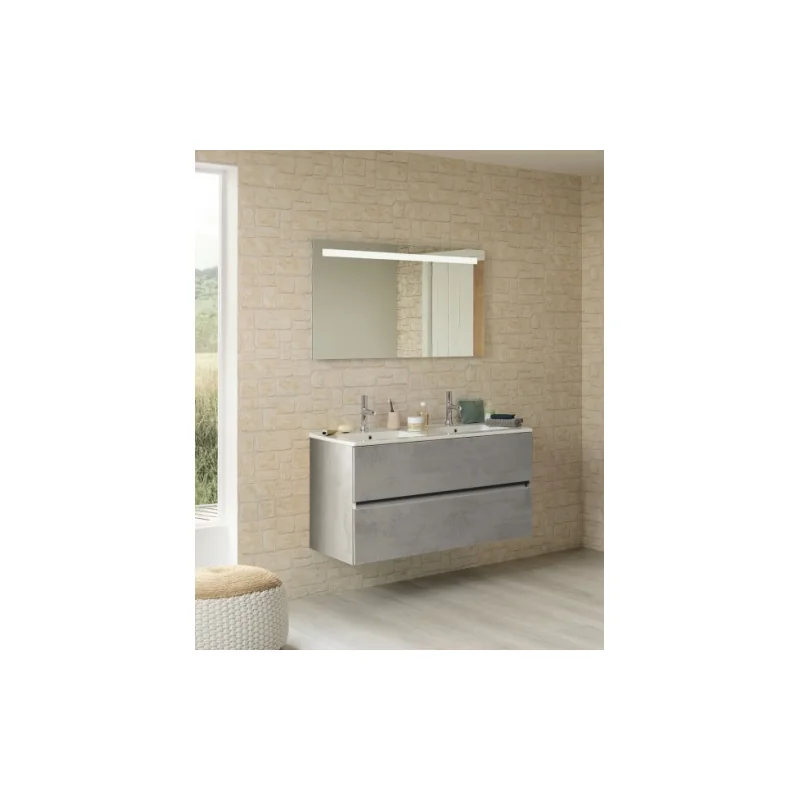 Meuble double vasque nolita gris béton 120cm - sans miroir