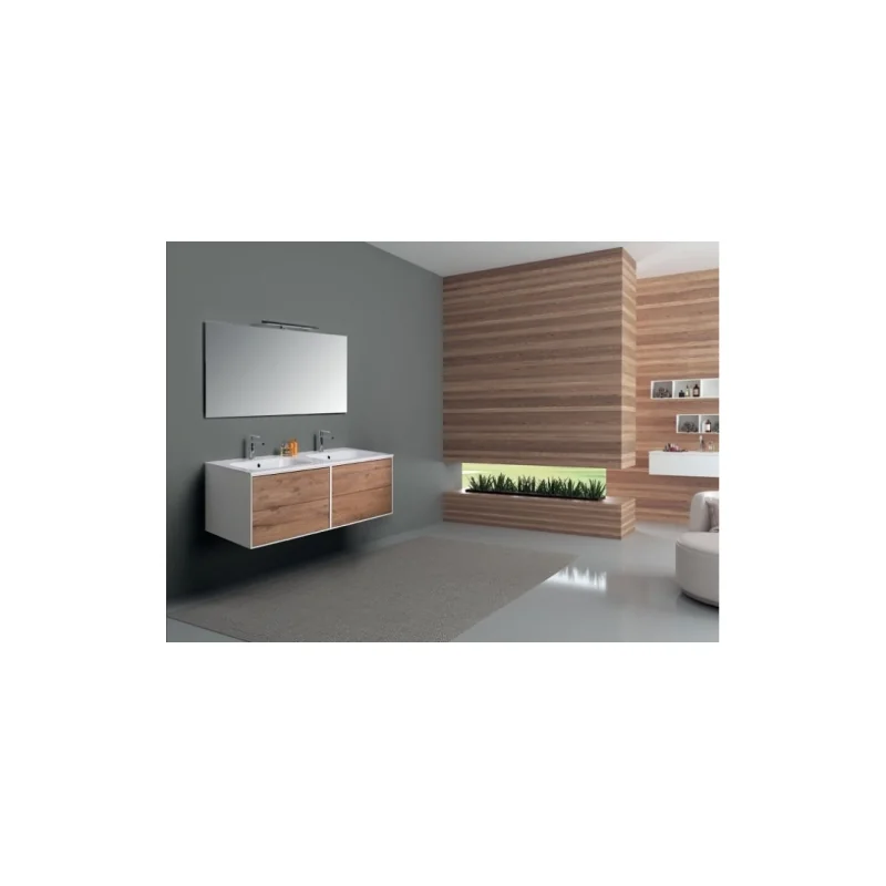 Meuble double vasque parigi 140 cm - mélaminé sherwood - compo15 — vue 2