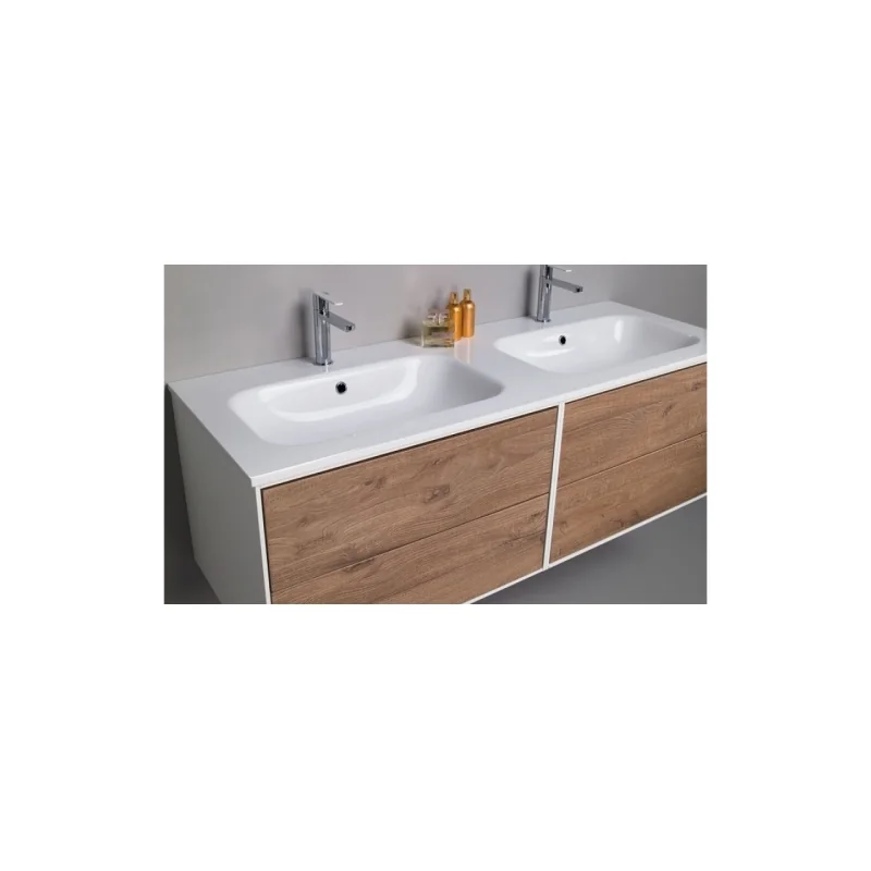 Meuble double vasque parigi 140 cm - mélaminé sherwood - compo15 — vue 3