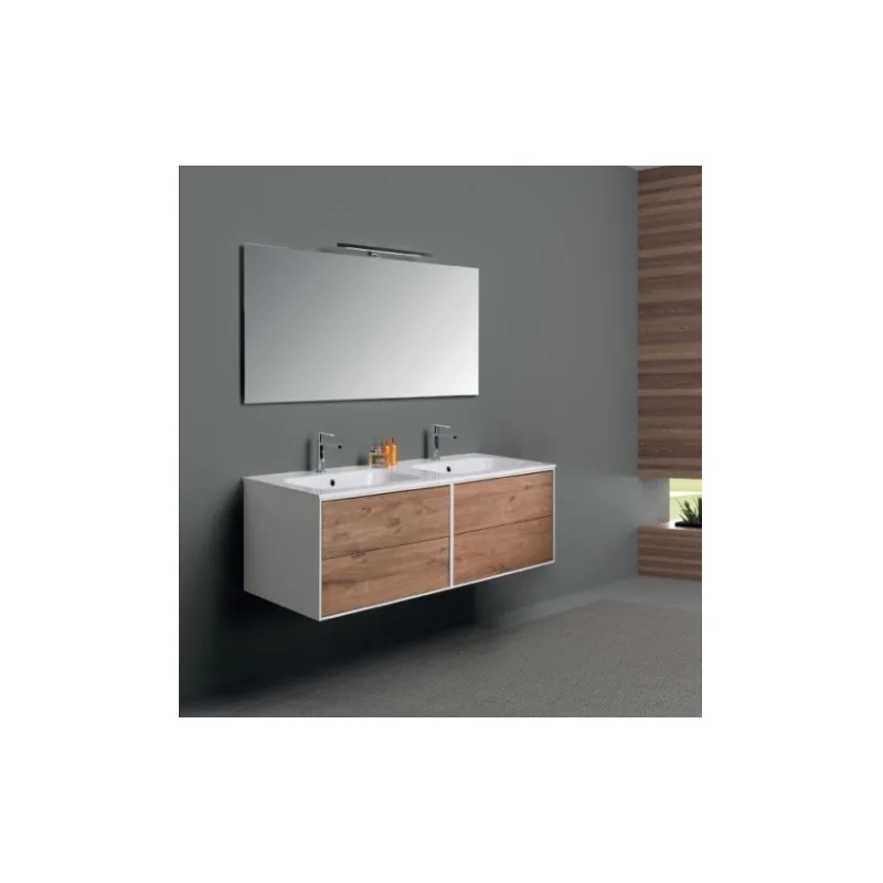 Meuble double vasque parigi 140 cm - mélaminé sherwood - compo15