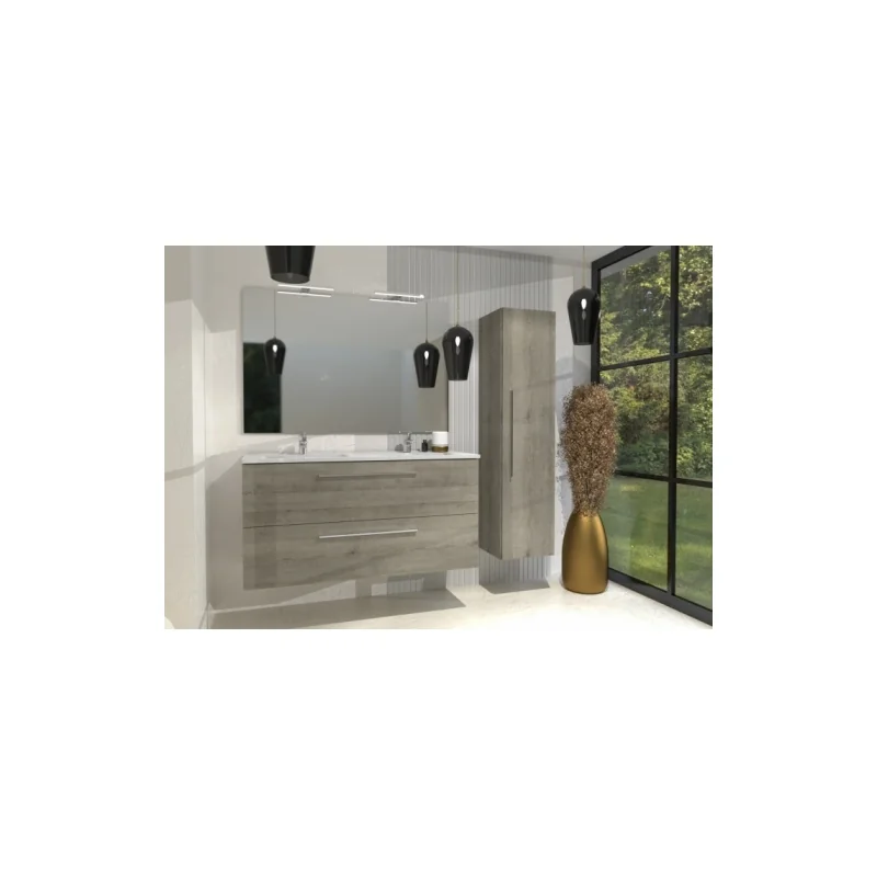 Meuble double vasque primaro chêne gris 120 cm