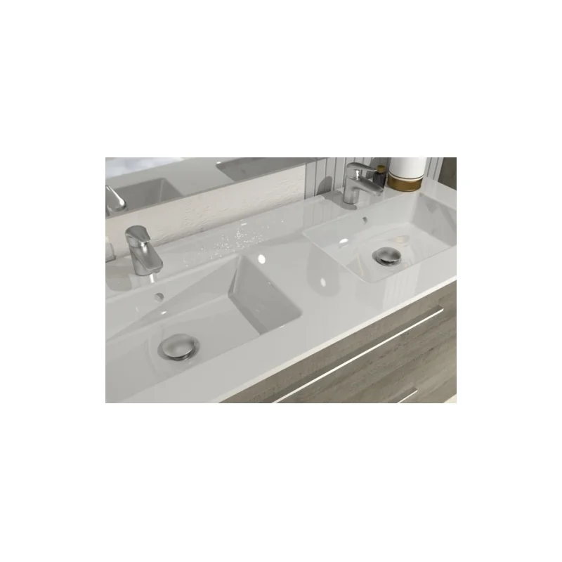 Meuble double vasque primaro chêne gris 120 cm — vue 2