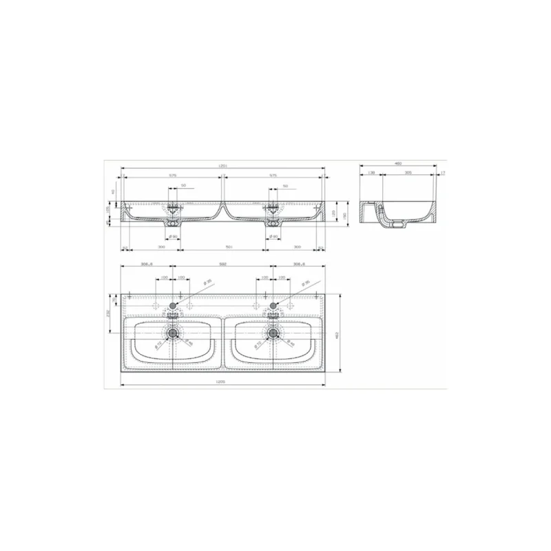 Meuble double-vasque steel 120 cm - acier noir + hêtre lamina naturel — vue 4