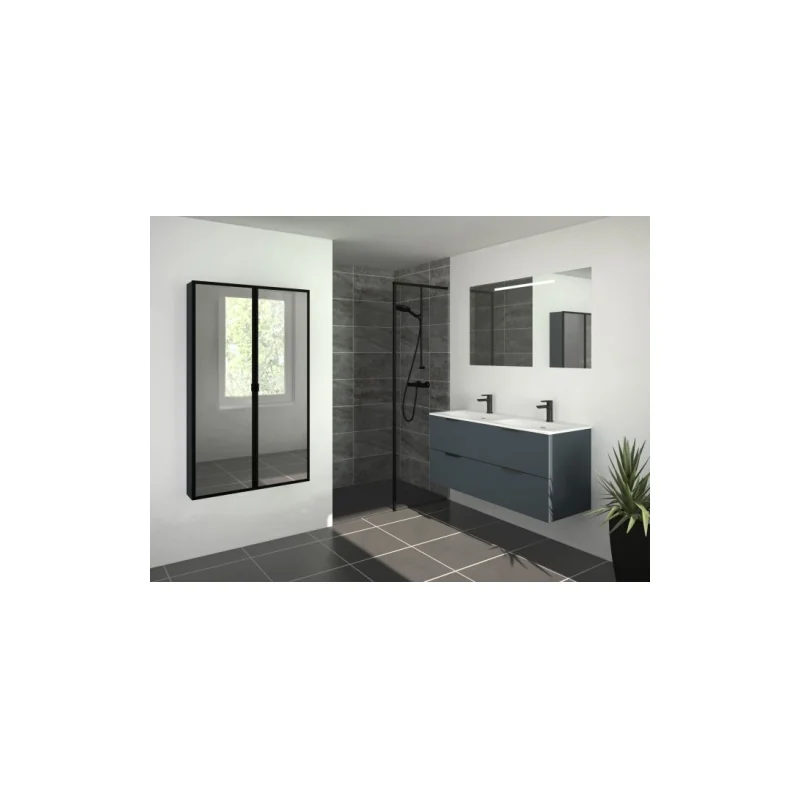 Meuble double vasque swing 120 cm 4 tiroirs cristal anthracite