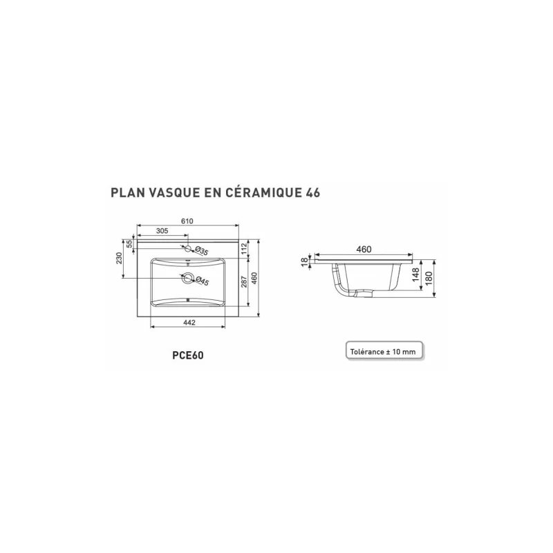 Meuble double vasque swing cristal anthracite et blanc — vue 4
