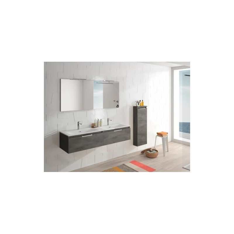 Meuble double vasque ten 120 cm béton vulcano (finition b)