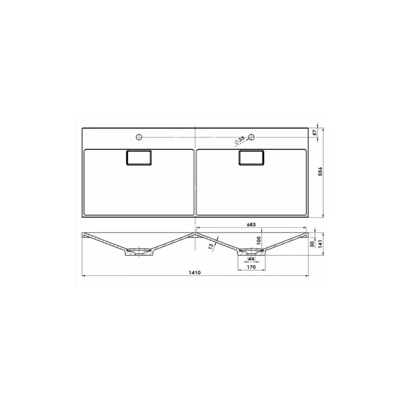 Meuble double-vasques feeling 140 cm - cotta noir — vue 3