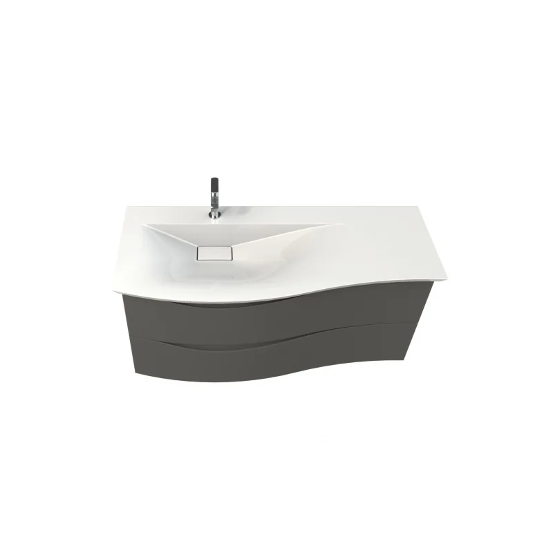 Meuble galbé simple vasque curl 120 cm coton brillant — vue 4