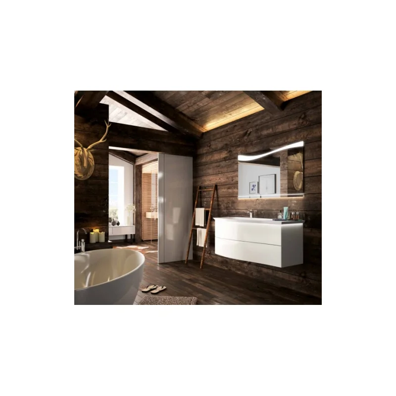 Meuble galbé simple vasque curl 120 cm coton brillant — vue 2